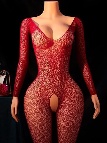 Women Fishnet Bodystocking Mesh bodysuit One Piece Crotchless Sexy Lingerie Teddy Sheer Soft Nightwear in Saudi Arabia
