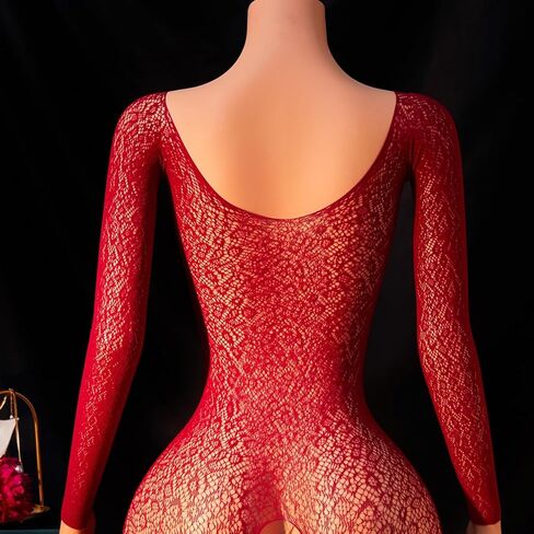 Women Fishnet Bodystocking Mesh bodysuit One Piece Crotchless Sexy Lingerie Teddy Sheer Soft Nightwear in Saudi Arabia