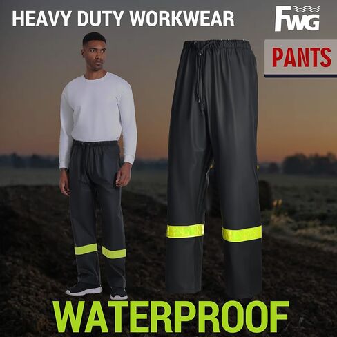FWG Men’s Safety Rain Pants-Waterproof Heavy Duty Workwear with Reflective Tape for Outdoor Work in Saudi Arabia