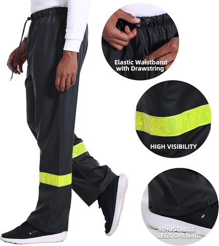 FWG Men’s Safety Rain Pants-Waterproof Heavy Duty Workwear with Reflective Tape for Outdoor Work in Saudi Arabia