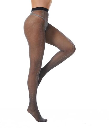Frola Women’s Sparkly Shimmer Tights for Women,40D Lurex Metallic Shimmery Pantyhose,Silver/Gold in Saudi Arabia