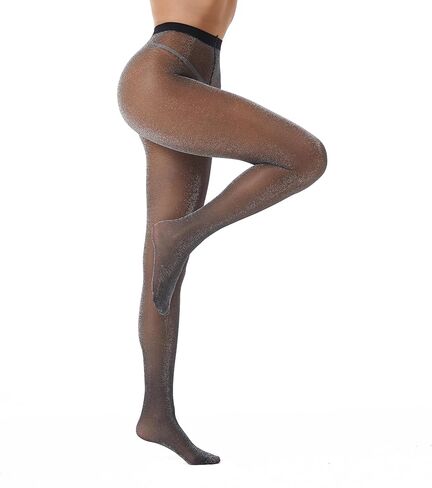 Frola Women’s Sparkly Shimmer Tights for Women,40D Lurex Metallic Shimmery Pantyhose,Silver/Gold in Saudi Arabia