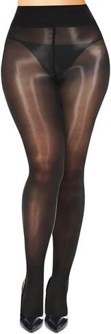 Plus Size Stockings Women's Black Silky Tights Ultra Glossy Smooth Sheer Pantyhose,Vintage&Sculpting High Waist Tights Style in Saudi Arabia