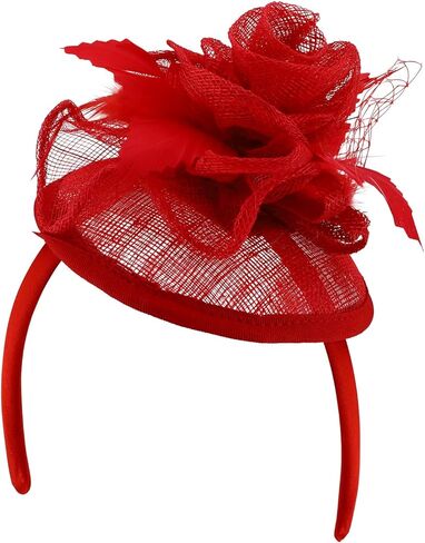 Trendy Apparel Shop Sinamay Feather Rose Net Womens Fascinators Headband in Saudi Arabia