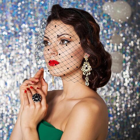 حجاب شبكي أسود عقال قفص العصافير الحجاب 1920s خوذة للنساء الزفاف حفل زفاف الشاي الفاسناتور الحجاب in Kuwait