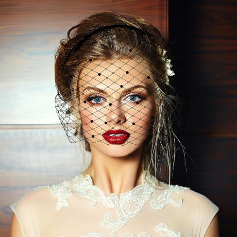 حجاب شبكي أسود عقال قفص العصافير الحجاب 1920s خوذة للنساء الزفاف حفل زفاف الشاي الفاسناتور الحجاب in Kuwait