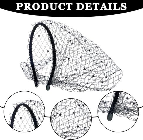 حجاب شبكي أسود عقال قفص العصافير الحجاب 1920s خوذة للنساء الزفاف حفل زفاف الشاي الفاسناتور الحجاب in Kuwait