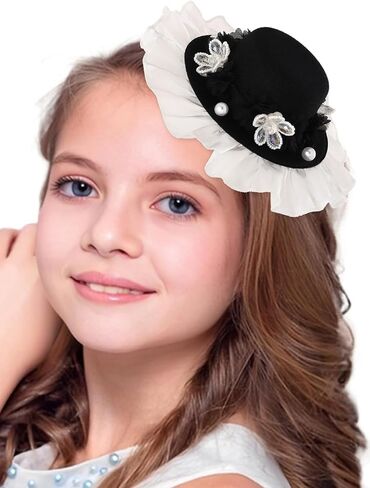 Bohend يتوهم Fascinator قبعة حجر الراين زهرة الشاي حزب القبعات الدانتيل قطع زينة للنساء الأسود in Kuwait