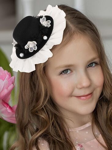 Bohend يتوهم Fascinator قبعة حجر الراين زهرة الشاي حزب القبعات الدانتيل قطع زينة للنساء الأسود in Kuwait