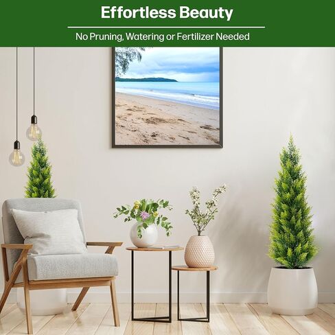 Artificial Cedar Tree 3ft - Outdoor or Indoor - Weather and UV-Resistant Artificial Outdoor Plants - Front Porch | Garden - Faux Cedar Tree - Set of 2 in Saudi Arabia