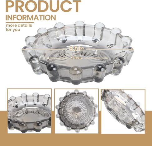 صينية حامل الشموع الزجاجية لطبق الشموع الفقاعية - قاعدة أطباق زخرفية حديثة لأضواء الشاي وأجهزة التدفئة | ديكور منزلي مستوحى من الأنثروبولوجيا لطاولات القهوة والحانات وإكسسوارات الشموع in Kuwait