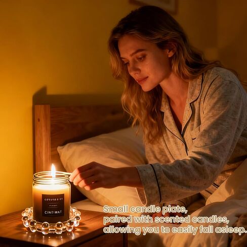 صينية حامل الشموع الزجاجية لطبق الشموع الفقاعية - قاعدة أطباق زخرفية حديثة لأضواء الشاي وأجهزة التدفئة | ديكور منزلي مستوحى من الأنثروبولوجيا لطاولات القهوة والحانات وإكسسوارات الشموع in Kuwait