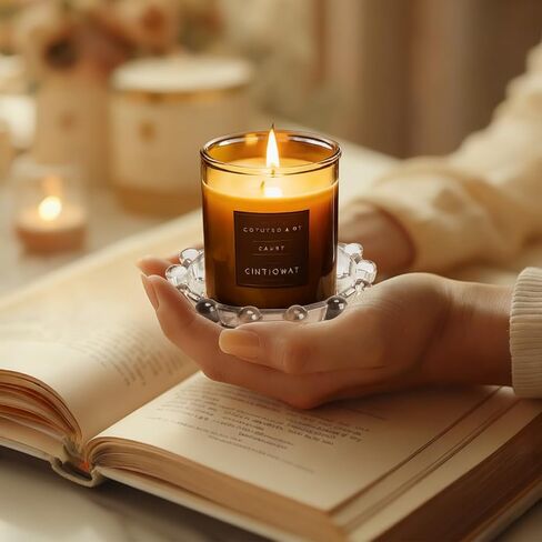 صينية حامل الشموع الزجاجية لطبق الشموع الفقاعية - قاعدة أطباق زخرفية حديثة لأضواء الشاي وأجهزة التدفئة | ديكور منزلي مستوحى من الأنثروبولوجيا لطاولات القهوة والحانات وإكسسوارات الشموع in Kuwait