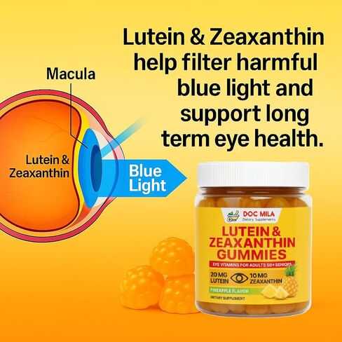 Lutein & Zeaxanthin Gummies – Eye Vitamins for Adults 50+ & Seniors – Eye Health Supplements for Over 50 Adults – Luteina y Zeaxantina para Los Ojos – 30 Chewable Gummy in Saudi Arabia