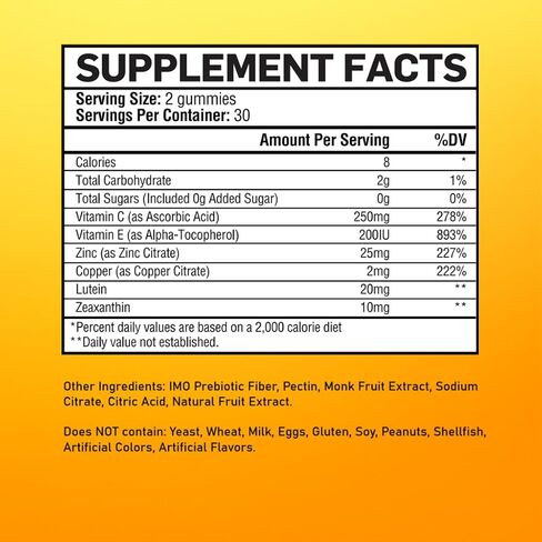 Lutein & Zeaxanthin Gummies – Eye Vitamins for Adults 50+ & Seniors – Eye Health Supplements for Over 50 Adults – Luteina y Zeaxantina para Los Ojos – 30 Chewable Gummy in Saudi Arabia