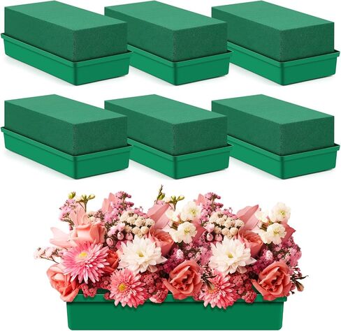 Teenyyou 4 Pack Large Size Floral Foam with Bowl 9.65" L x 4.65" W x 3" H Floral Foam Blocks Floral Arrangements Supplies Rectangle Flower Holder with Floral Foam for Table Party Festival Flower Decor in Saudi Arabia