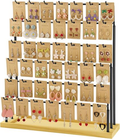 Jewelry Display for Vendors,6 Tiers 42 Hooks Earring Rack Display Holder Stand, Earring Organizer Holder for Necklaces Rings Bracelets Keychains,Jewelry Display for Selling with Earrings Cards-Black in Saudi Arabia
