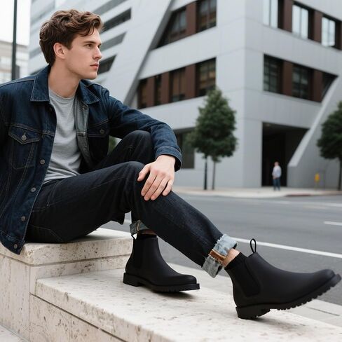 CGRRBW Mens Slip On Chelsea Boots, Work Hiking Ankle Booties For Men Comfortable and Lightweight in Saudi Arabia