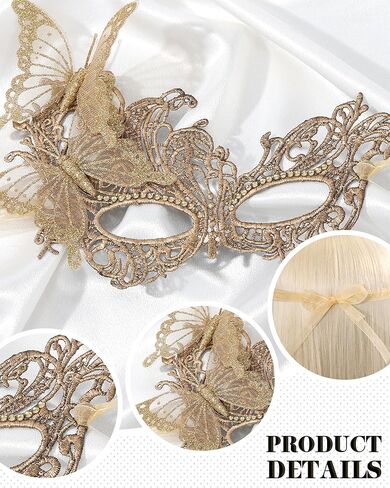 Lace Masquerade Mask for Women - Glitter Butterfly Eyemask Elf Fairy Masks for Couples Halloween Renaissance in Saudi Arabia