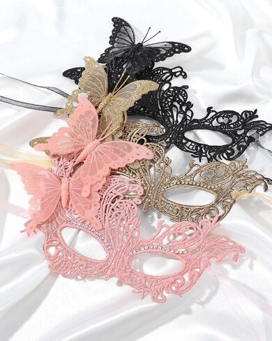 Lace Masquerade Mask for Women - Glitter Butterfly Eyemask Elf Fairy Masks for Couples Halloween Renaissance in Saudi Arabia