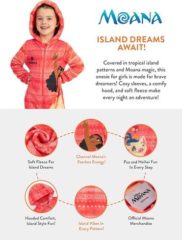 Disney Onesie, Moana Pajamas, Fleece Girls Onesie, Princess Girls Pajamas For Kids in Kuwait