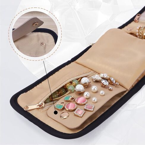 emissary Small Jewelry Travel Case Organizer for Necklace, Earrings, Rings, Bracelet, Jewelry Storage, Earring Storage, Necklace Storage, Valentines Day Gifts Pouch Bag Accessories for Travel(Black) in Saudi Arabia