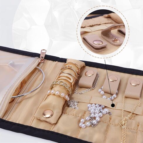 emissary Small Jewelry Travel Case Organizer for Necklace, Earrings, Rings, Bracelet, Jewelry Storage, Earring Storage, Necklace Storage, Valentines Day Gifts Pouch Bag Accessories for Travel(Black) in Saudi Arabia