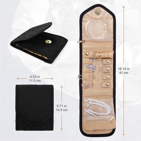emissary Small Jewelry Travel Case Organizer for Necklace, Earrings, Rings, Bracelet, Jewelry Storage, Earring Storage, Necklace Storage, Valentines Day Gifts Pouch Bag Accessories for Travel(Black) in Saudi Arabia