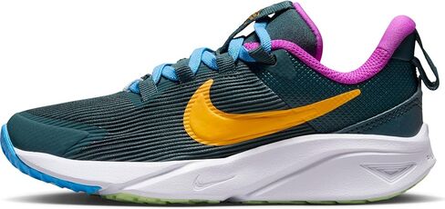 حذاء Nike Star Runner 4 للأطفال الصغار (DX7614-300، غابة عميقة/بنفسجي مفرط/أخضر فابور/قرص شمسي) مقاس 2 in Kuwait