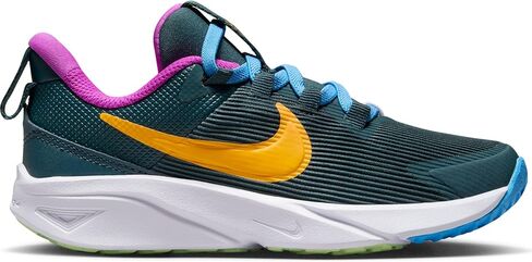 حذاء Nike Star Runner 4 للأطفال الصغار (DX7614-300، غابة عميقة/بنفسجي مفرط/أخضر فابور/قرص شمسي) مقاس 2 in Kuwait