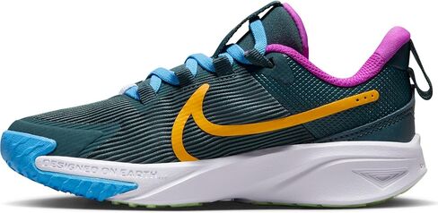 حذاء Nike Star Runner 4 للأطفال الصغار (DX7614-300، غابة عميقة/بنفسجي مفرط/أخضر فابور/قرص شمسي) مقاس 2 in Kuwait