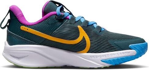 حذاء Nike Star Runner 4 للأطفال الصغار (DX7614-300، غابة عميقة/بنفسجي مفرط/أخضر فابور/قرص شمسي) مقاس 2 in Kuwait