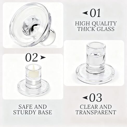 24 Pack Clear Glass Taper Candle Holders, 2.5 Inch Small Candlestick Stands for for Candle Sticks Christmas Party Living Room Dinner Advent Decoration (24) in Kuwait