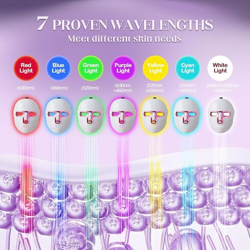 العلاج بالضوء الأحمر للوجه، قناع الوجه LED العلاج بالضوء سطوع قابل للتعديل مع 7 ألوان LED، لاسلكي وقابل لإعادة الشحن، قناع الضوء الأحمر لمكافحة الشيخوخة، تفتيح البشرة وتجديد شبابها in Kuwait
