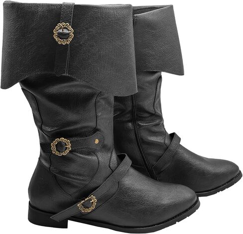 Men's Medieval Boots Renaissance Pirate Costume Faux Leather Boot Halloween Viking Cosplay Shoes in Saudi Arabia