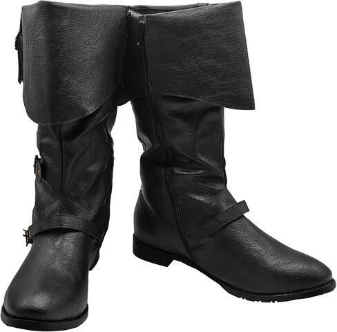Men's Medieval Boots Renaissance Pirate Costume Faux Leather Boot Halloween Viking Cosplay Shoes in Saudi Arabia