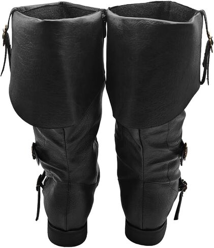 Men's Medieval Boots Renaissance Pirate Costume Faux Leather Boot Halloween Viking Cosplay Shoes in Saudi Arabia