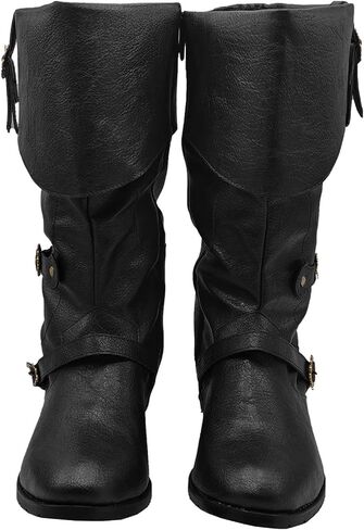 Men's Medieval Boots Renaissance Pirate Costume Faux Leather Boot Halloween Viking Cosplay Shoes in Saudi Arabia