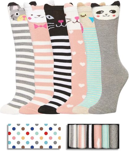 Knee High Socks for Girls - Animal Gift 5 Pairs Kids Long Crazy Tall Funny Socks in Saudi Arabia