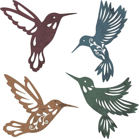 Teling 4 Pcs Metal Hummingbird Wall Art Metal Dragonfly Wall Decor for Modern Farmhouse Rustic Home Living Room Bedroom Kitchen Patio Indoor Outdoor Decor(Hummingbird) in Saudi Arabia