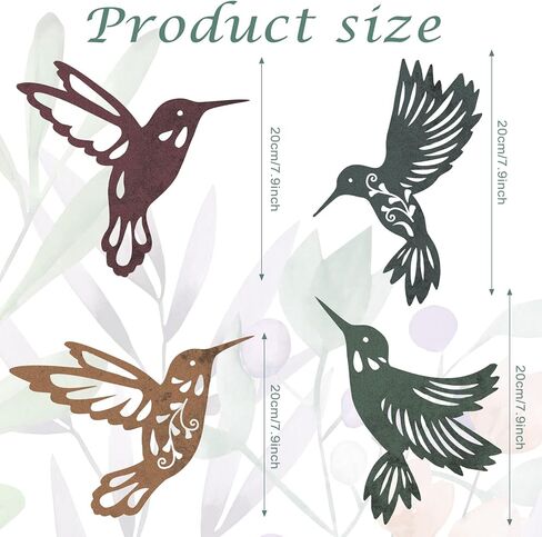 Teling 4 Pcs Metal Hummingbird Wall Art Metal Dragonfly Wall Decor for Modern Farmhouse Rustic Home Living Room Bedroom Kitchen Patio Indoor Outdoor Decor(Hummingbird) in Saudi Arabia