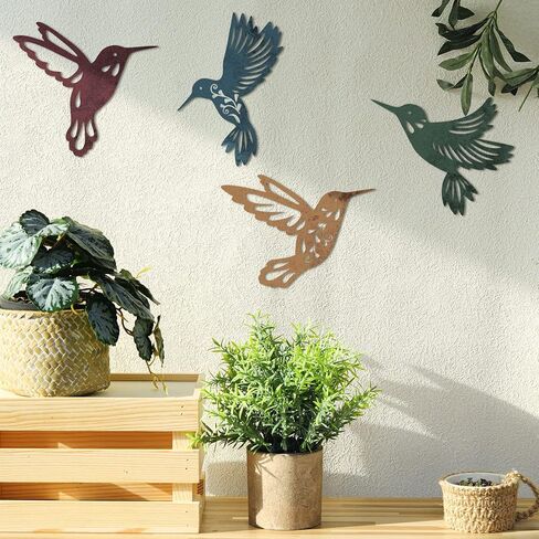 Teling 4 Pcs Metal Hummingbird Wall Art Metal Dragonfly Wall Decor for Modern Farmhouse Rustic Home Living Room Bedroom Kitchen Patio Indoor Outdoor Decor(Hummingbird) in Saudi Arabia