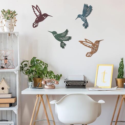 Teling 4 Pcs Metal Hummingbird Wall Art Metal Dragonfly Wall Decor for Modern Farmhouse Rustic Home Living Room Bedroom Kitchen Patio Indoor Outdoor Decor(Hummingbird) in Saudi Arabia