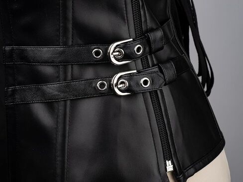 Cosfun Steampunk Leather Corset Top Womens Sexy Lace Up Back Corsets Bustiers Chains with Side Zipper Buckles in Saudi Arabia