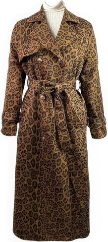 ebossy Women's Fashion Faux Suede Open Front Long Trench Coat Notched Lapel Double Breasted Maxi Overcoat with Belt in Saudi Arabia