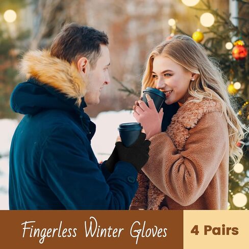 Pleneal Fingerless Gloves for Women - Half Finger Typing Winter Gloves with Long Wrist Cuff Winter Knit Fingerless Mittens in Saudi Arabia