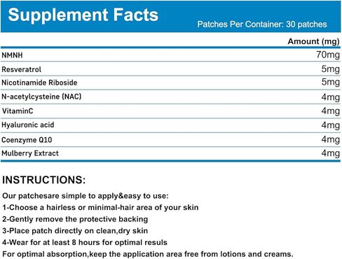 NA D+ Patches | Anti-Aging and Wellness Support | 5X Stronger Formula | NMNH, Resveratrol, Hyaluronic Acid, Coq10 l Premium 8-Hour Time-Release Patch for Enhanced Absorption in Saudi Arabia