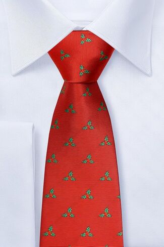 Retreez Christmas Holly Leaves Woven Microfiber Boy's Tie - 8-10 years in Saudi Arabia