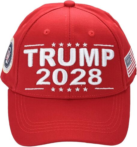 Trump 2028 Cap with Presidential Seal – Embroidered Red MAGA Hat, Adjustable Dad Cap in Saudi Arabia