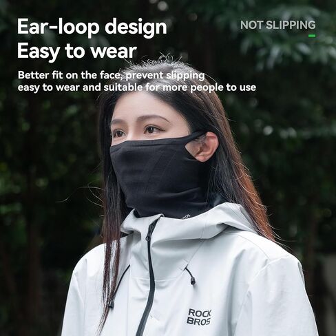 ROCKBROS Stretch Fabric Windproof Neck Gaiter & Face Mask – Thermal Breathable Half Face Cover for Men & Women, Outdoor Cycling, Skiing， Commuting, and Winter Activities in Saudi Arabia